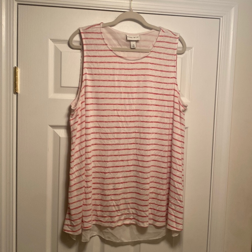 NWOT Ava & Viv Red/White High/Low Tank…size 2X
